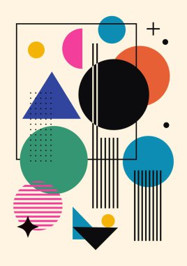 Geometrik Şekillerle Soyut Boyama. Minimalist grafikler. Vektör EPS 10