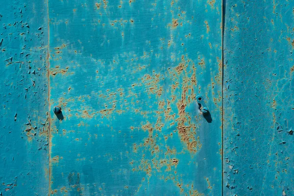 Parede Ferro Enferrujado Coberta Por Tinta Azul Velha Contexto Abstrato — Fotografia de Stock