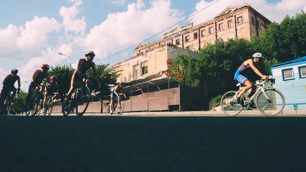 Ultima Parte Della Gara Triathlon Bicicletta Città — Foto Stock