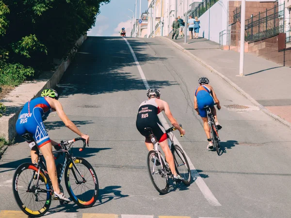 Kazan Rusia Agosto 2018 Última Parte Carrera Triatlón Bicicleta Ciudad — Foto de Stock