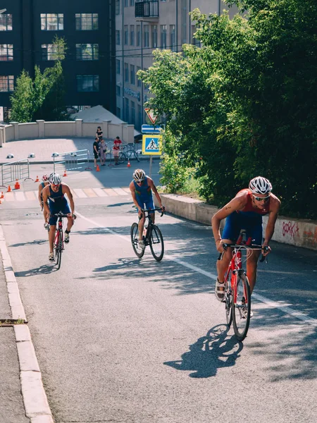 Kazan Rusia Agosto 2018 Última Parte Carrera Triatlón Bicicleta Ciudad — Foto de Stock