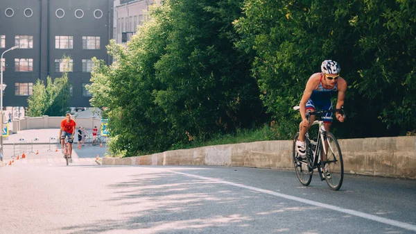 Kazan Rusia Agosto 2018 Última Parte Carrera Triatlón Bicicleta Ciudad — Foto de Stock