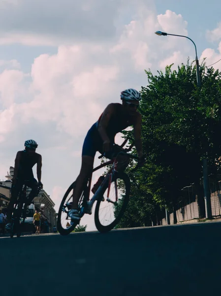 Kazan Rusia Agosto 2018 Última Parte Carrera Triatlón Bicicleta Ciudad — Foto de Stock