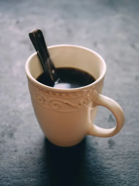 Xícara Chá Café Preto Quente Com Vapor — Fotografia de Stock