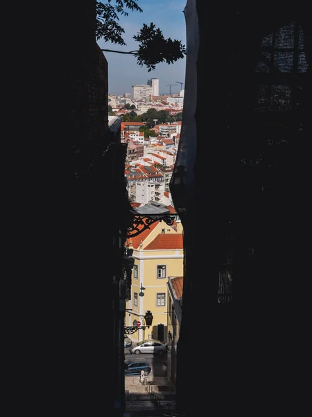 Lizbona Pomarańczowe Dachy Popularnym Poglądem Turystyczne Miejsca — Zdjęcie stockowe