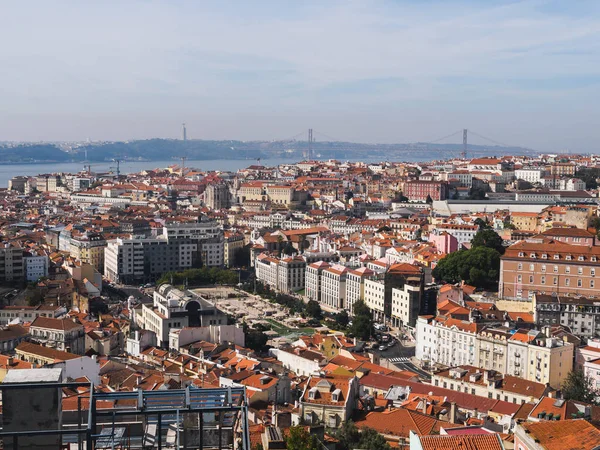 Lisboa Tejados Color Naranja Desde Popular Lugar Vista Turística — Foto de Stock