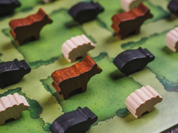 Farm agricola board game with fields figures and animals