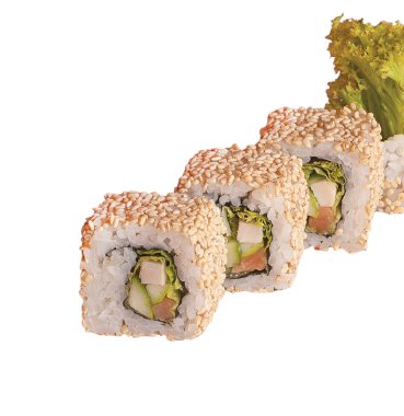 Pirinç balık peyniri ile Japon çiğ klasik suşi rulo. Izole