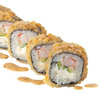 Pirinç ve balık ile Japonya sıcak pişmiş suşi rulo