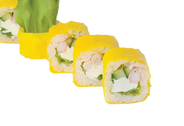 Panini giapponesi di sushi crudi classici con formaggio di pesce di riso. isolato — Foto Stock