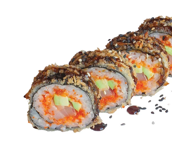 日本の熱い焼き寿司ロール米と魚 ストック写真