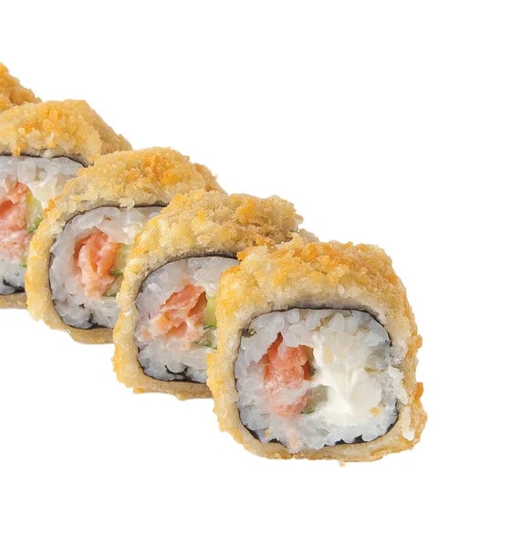 Japan hot baked sushi rolls with rice and fish — Stock Photo, Image