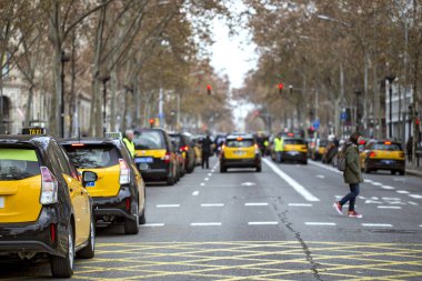 Taksi sürücüleri greve Barcelona.