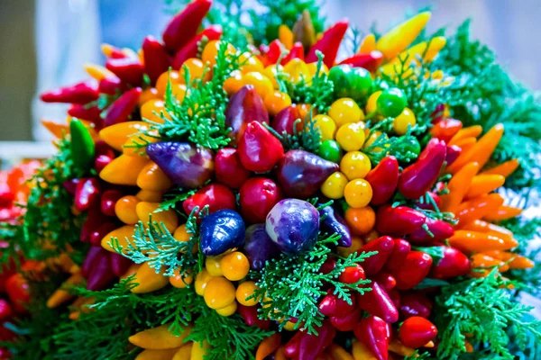 Многоцветные ристры перца чили соединяются Стоковое Фото