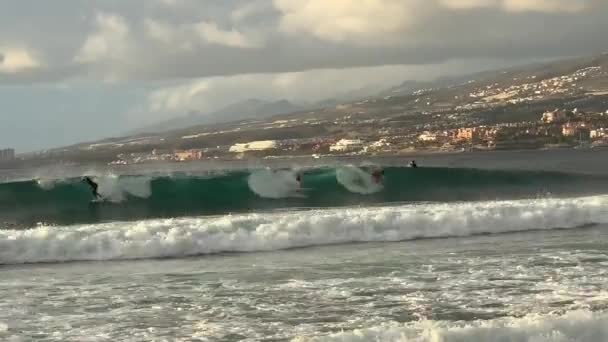 Ponto Surf Las Americas Beach Tenerife Ilhas Canárias Local Mais — Vídeo de Stock