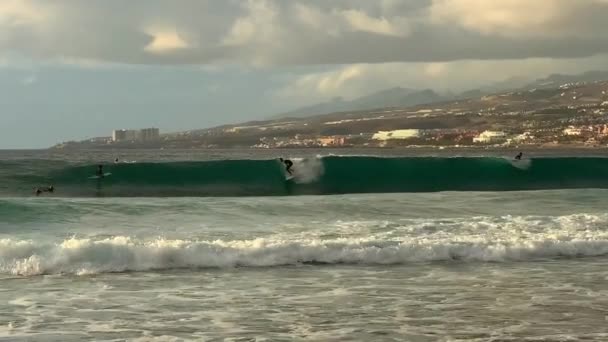 Surf Spot Las Americas Beach Tenerife Canarische Eilanden Meest Populaire — Stockvideo