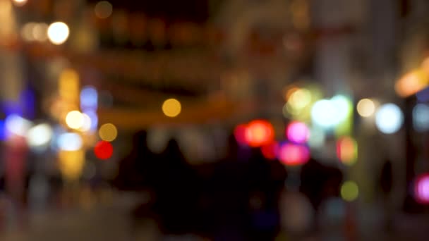 Ніч вулиці Лондонське око запалює людей розмита — стокове відео
