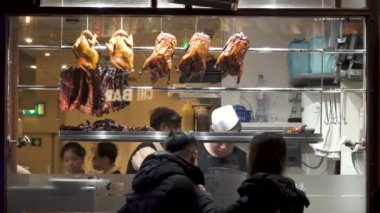 Gece Chinatown Londra Soho bölgesi Restoran pencere Pekin Ördek kızartma.