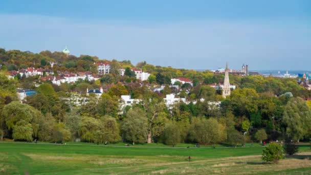 Highgate viewed from Parliament Hill on Hampstead Heath, London — Stock Video