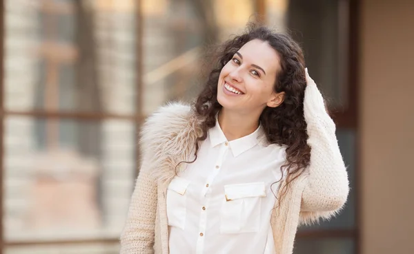 Happiness Concept Happy Woman Having Fun City Street Summer — Stock Photo, Image