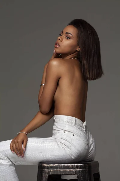 Piękne Młode Sexy African American Kobieta Naga Kobieta — Zdjęcie stockowe