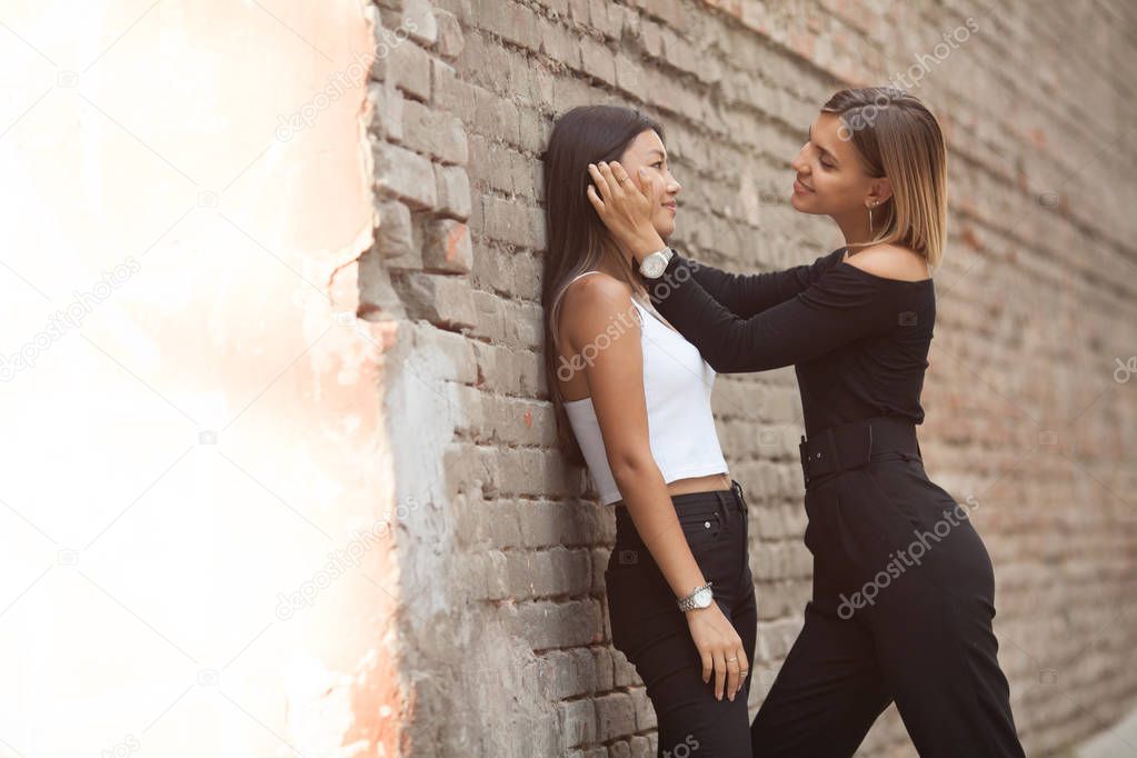 Lesbian Couple Together Outdoors Stock Photo
