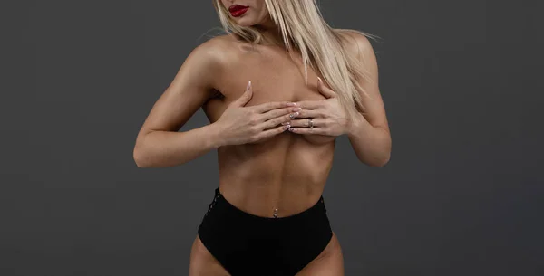 Mulher Loira Roupa Interior Sexy Ass — Fotografia de Stock