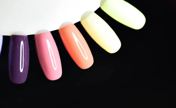 Paleta Con Muestras Esmalte Uñas Recogida Muestras Barniz Para Manicura — Foto de Stock