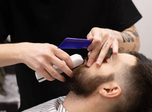 Cliente Barba Bigote Peluquería — Foto de Stock