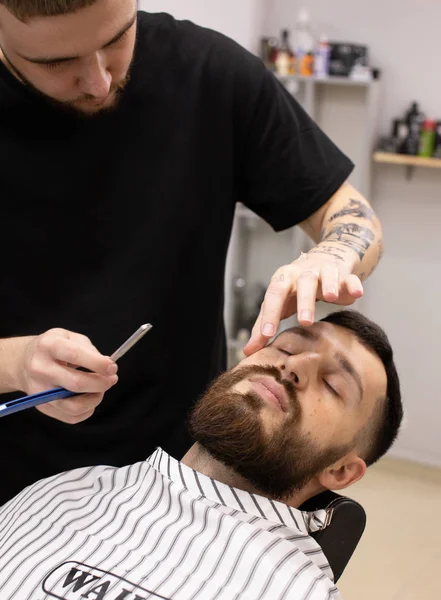 Cliente Barba Bigote Peluquería — Foto de Stock