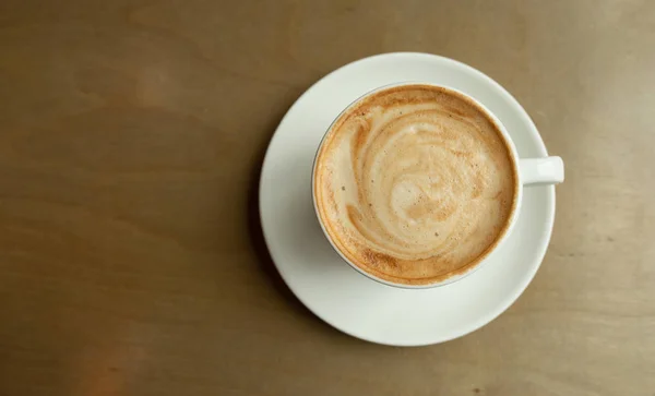 Primo Piano Caffellatte Cappuccino Come Piatto Posano Dall Alto — Foto Stock