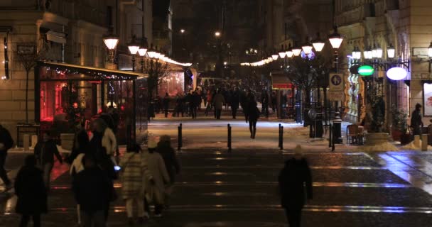 Вулиця Будапешта вулиці в нічний час — стокове відео