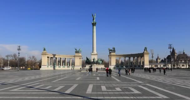 Praça dos heróis em Budapeste — Vídeo de Stock