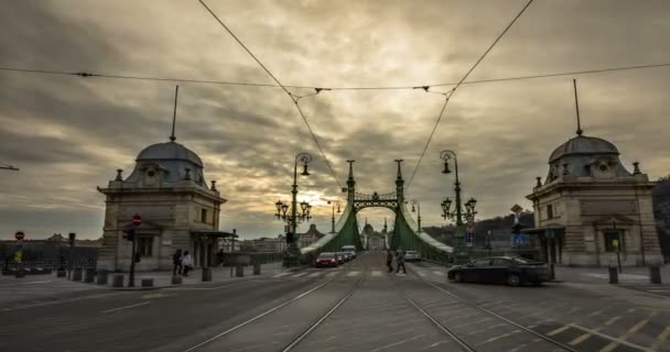 Most Liberty a provoz v Budapešti — Stock video