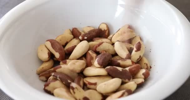 Bowl Brazil Nuts Healthy Beneficial Food — Stock Video