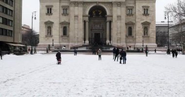 Budapeşte, Macaristan - 15 Ocak 2019: St. Stefan Bazilikası'nın dış görünümü