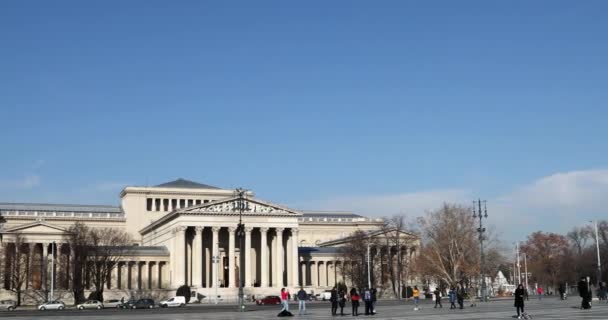 Budapeşte Macaristan Ocak 2019 Heroes Square Etnografi Müzesi Görünümü — Stok video