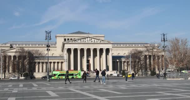 Budapeszt Węgry Stycznia 2019 Widok Muzeum Etnografii Placu Bohaterów — Wideo stockowe