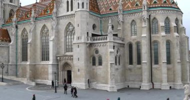 Budapeşte, Macaristan-17 Ocak 2019: Fisherman Bastion Towers, Budapeşte Kış zamanı