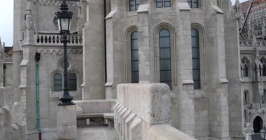 Budapeşte, Macaristan-17 Ocak 2019: Fisherman Bastion Towers, Budapeşte Kış zamanı