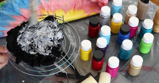 领带染色风格的绘画过程 — 图库视频影像