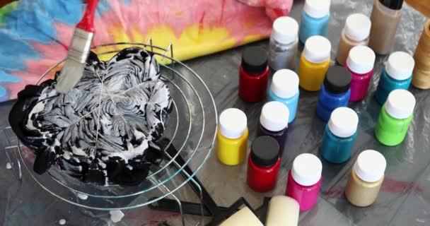 Proces Malování Stylu Barvy Kravatu — Stock video