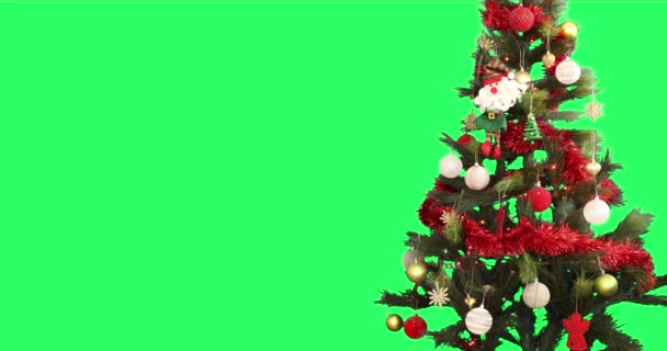 緑の画面上の装飾クリスマスツリークロマキーの背景 — ストック動画