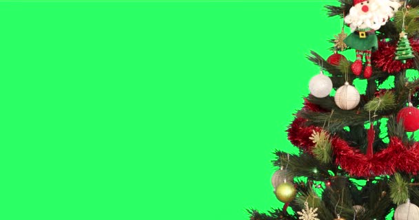 Árvore Natal Decorada Tela Verde Croma Fundo Chave — Vídeo de Stock