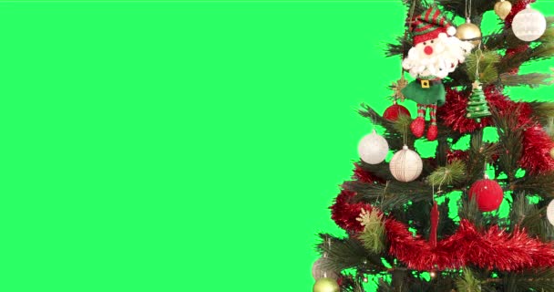 Árvore Natal Decorada Tela Verde Croma Fundo Chave — Vídeo de Stock