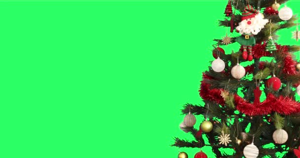 Albero Natale Decorato Sfondo Chiave Croma Schermo Verde — Video Stock