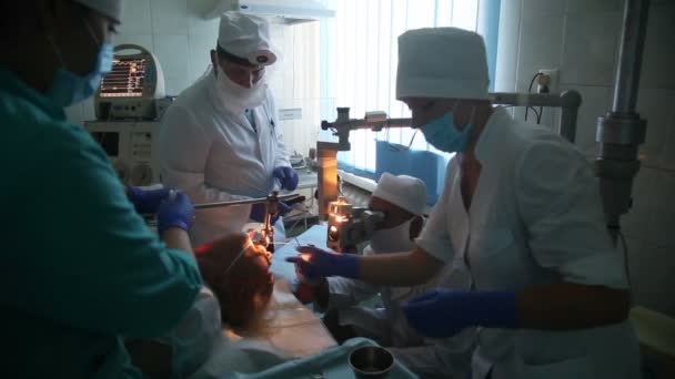 Winnicy Ukraina Lipca 2018 Bronchoskopia Operacja Klinice Otolaryngologii Chirurgia Bronchoscopic — Wideo stockowe