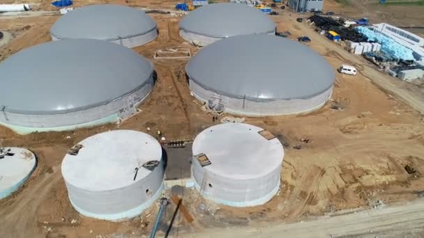 Producción Biogás Planta Biogás Construcción Instalaciones Producción Para Procesamiento Basura — Vídeo de stock