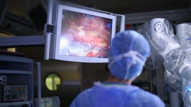 Robotica Chirurgie Medische Operatie Waarbij Robot — Stockvideo