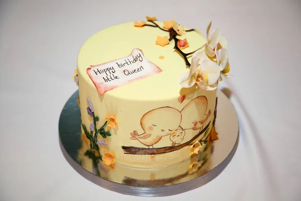Tort Urodzinowy Tort Urodzinowy Dla Dziecka — Zdjęcie stockowe